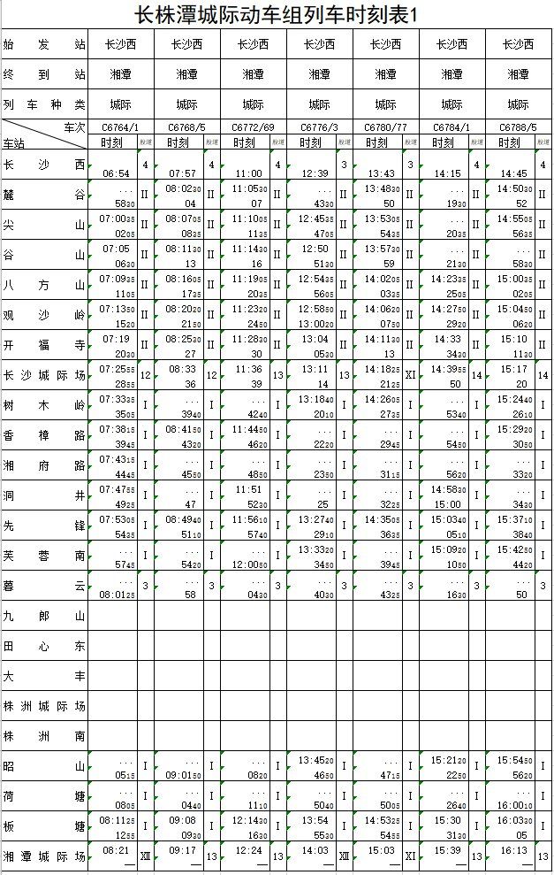 长株潭城际铁路最新时刻表详解